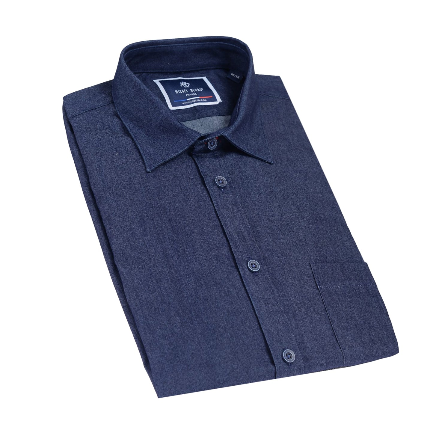 Camisa manga larga tipo denim azul marino