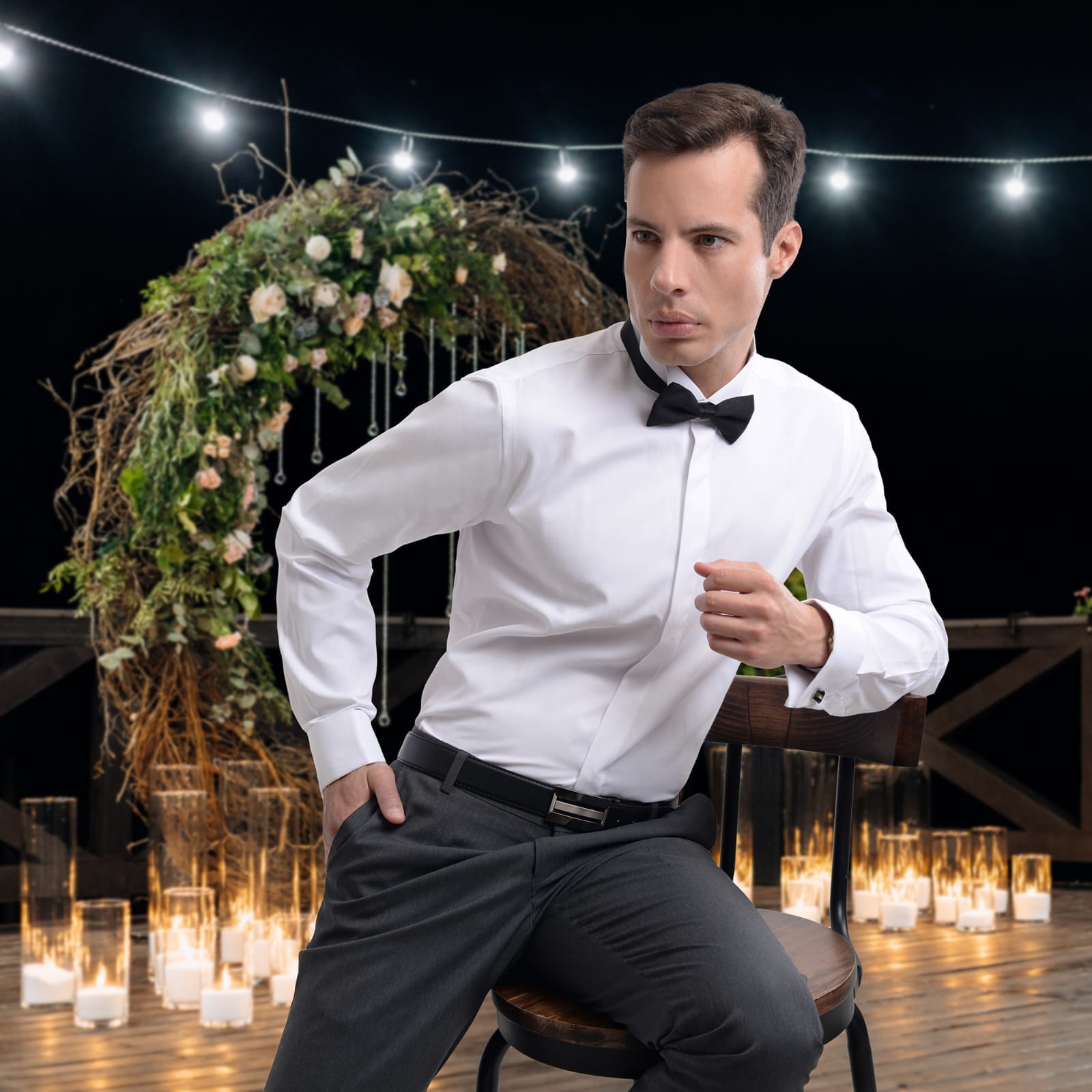 Corbata Camisa De Cuello Largo Hombre