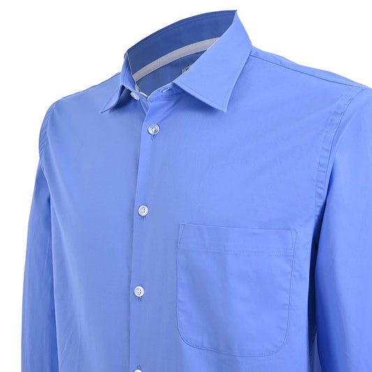 Camisa Casual Hombre Manga Larga En Azul Francia