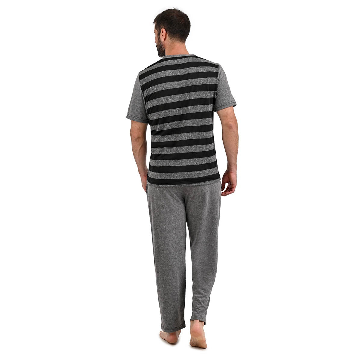 Pijama manga corta gris con negro y pantalón gris