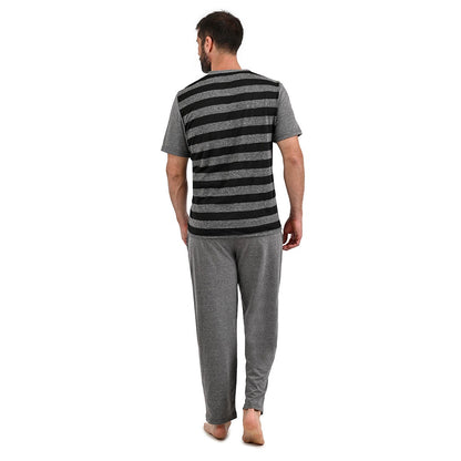 Pijama manga corta gris con negro y pantalón gris