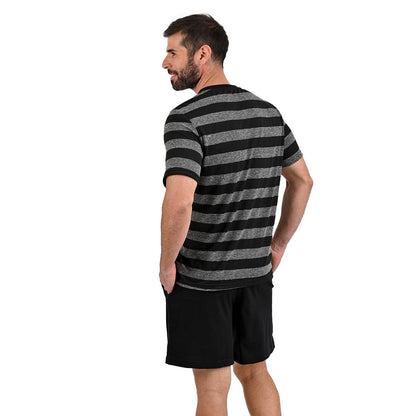 Pijama manga corta gris con negro short negro