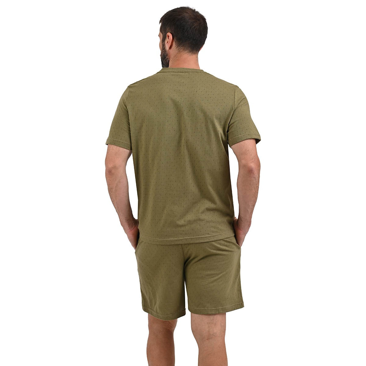Pijama verde militar manga corta y shorts