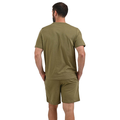 Pijama verde militar manga corta y shorts
