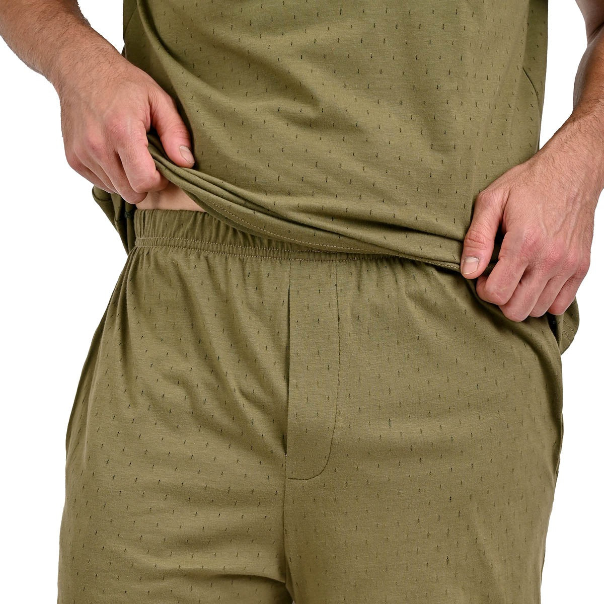 Pijama verde militar manga corta y shorts