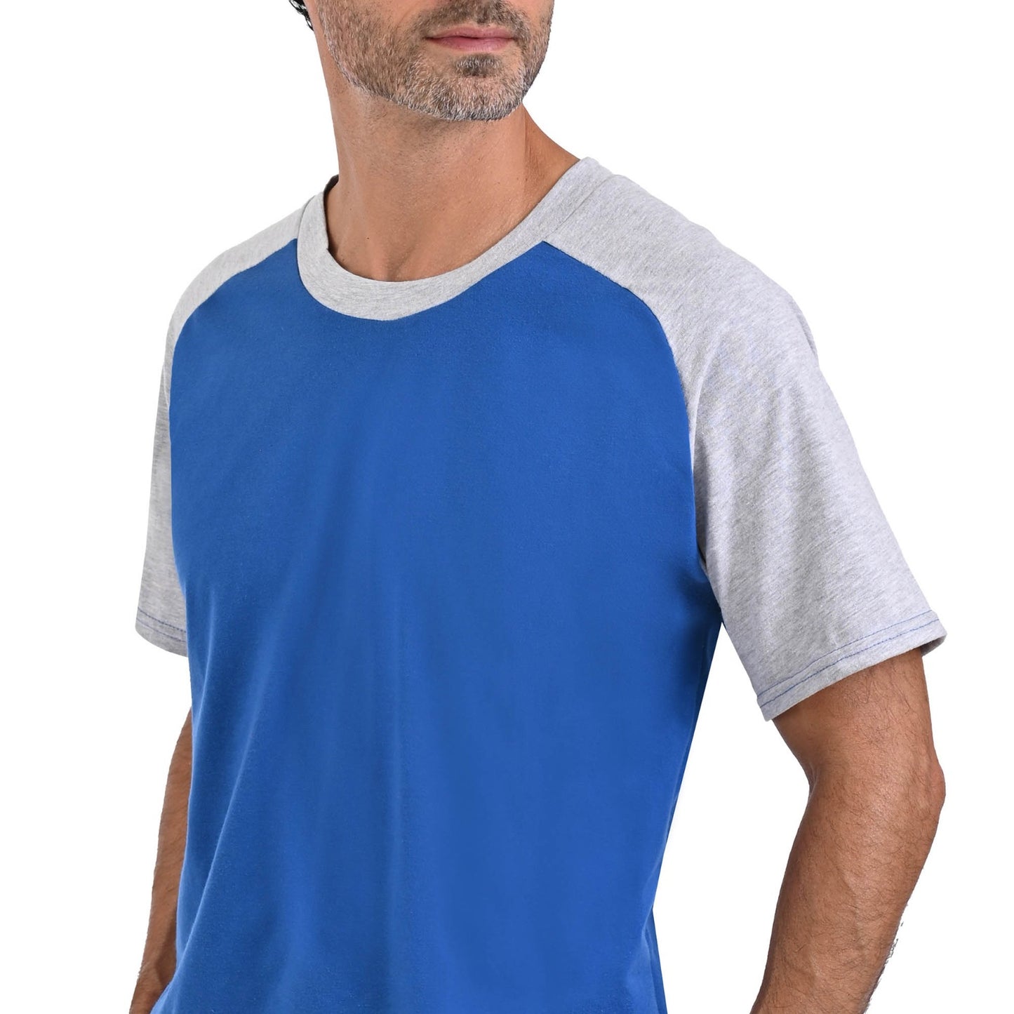 Pijama manga corta azul con gris y shorts gris