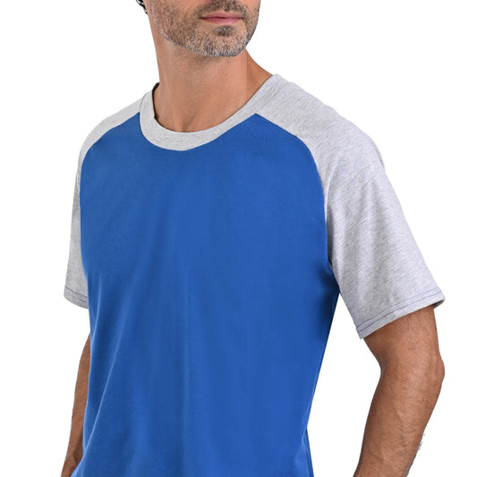 Pijama manga corta azul con gris y shorts gris