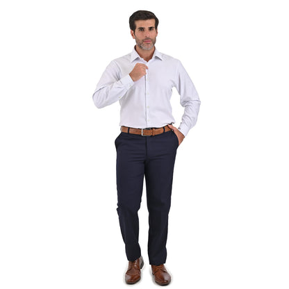 Camisa de vestir caballero tela de bambú blanca puño normal