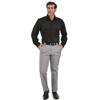 Camisa de vestir caballero tela de bambú Negra puño normal