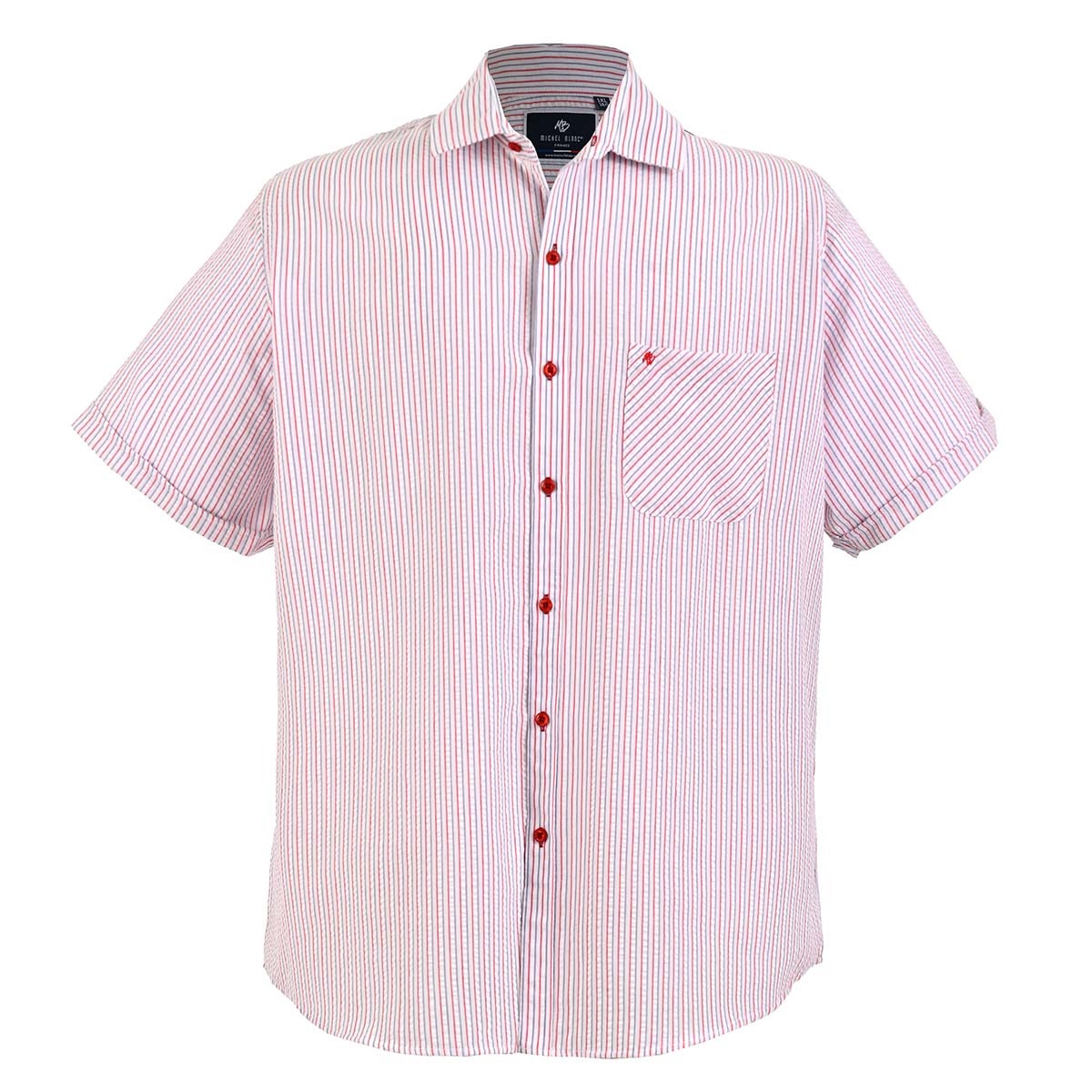 Camisa chazarilla roja con blanco manga corta