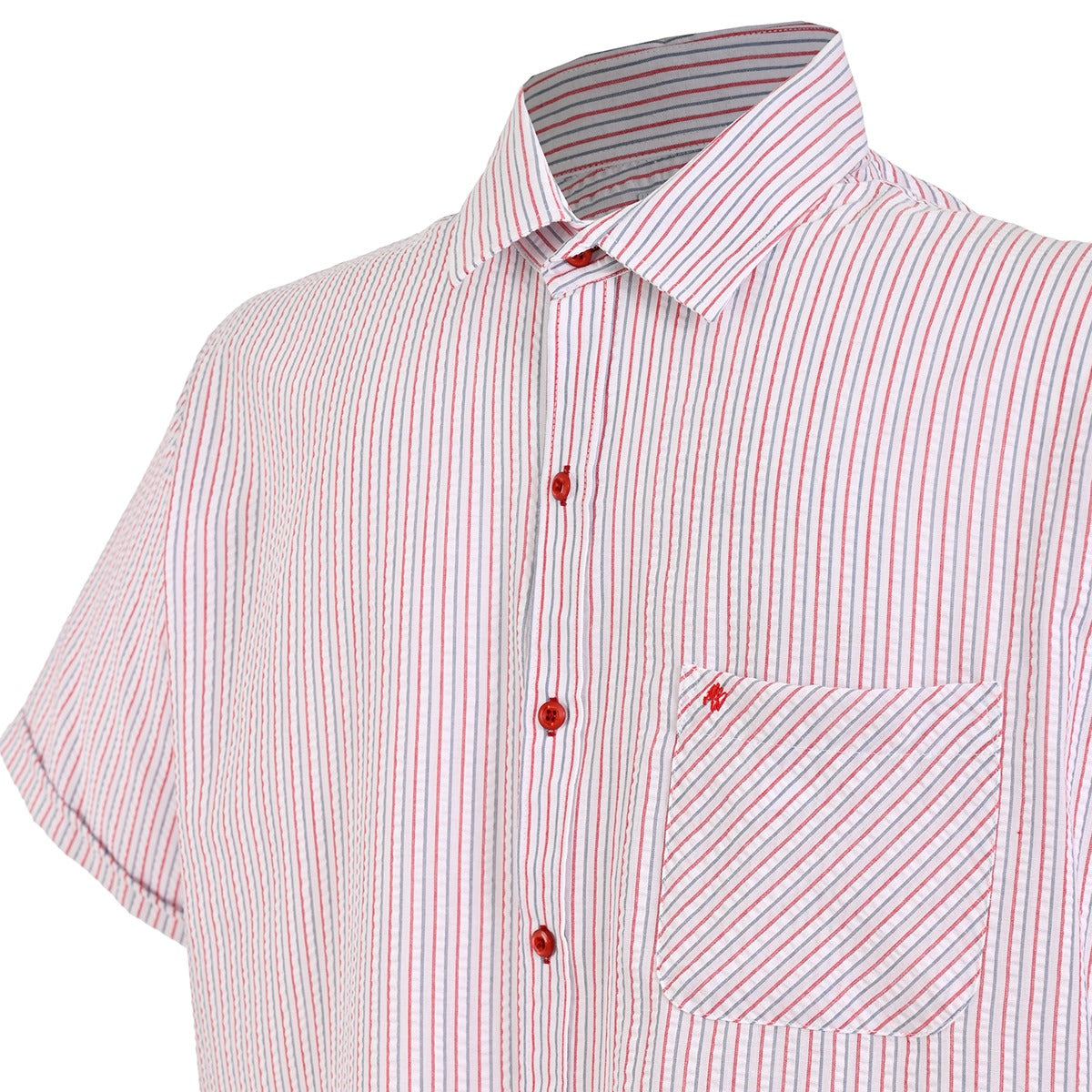 Camisa chazarilla roja con blanco manga corta