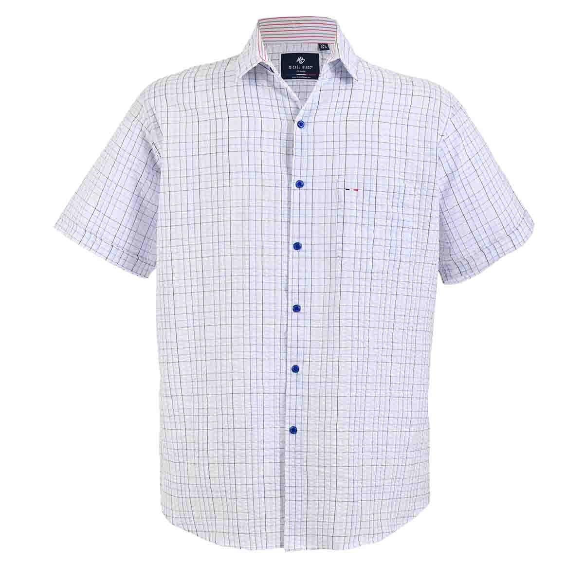 Camisa manga larga de chazarilla blanca con azul cuadros