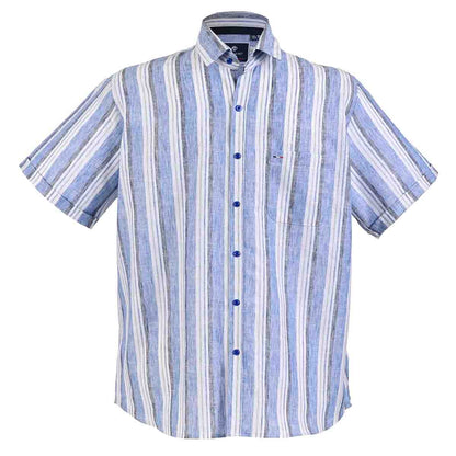 Camisa manga corta chazarilla azul francia con rayas
