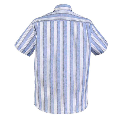 Camisa manga corta chazarilla azul francia con rayas