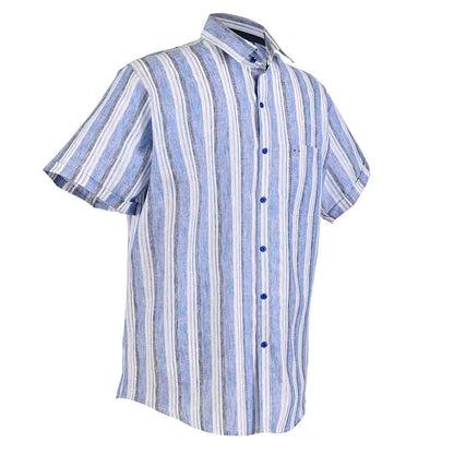 Camisa manga corta chazarilla azul francia con rayas