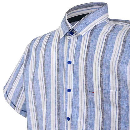 Camisa manga corta chazarilla azul francia con rayas