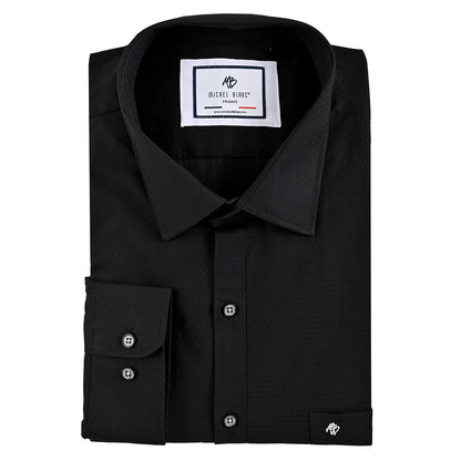 Camisa talla extra negra botón blanco