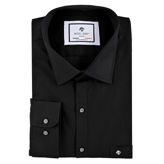 Camisa talla extra negra botón blanco