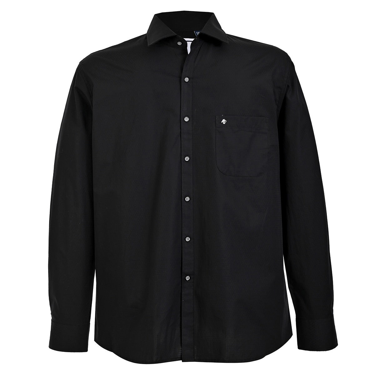 Camisa talla extra negra botón blanco