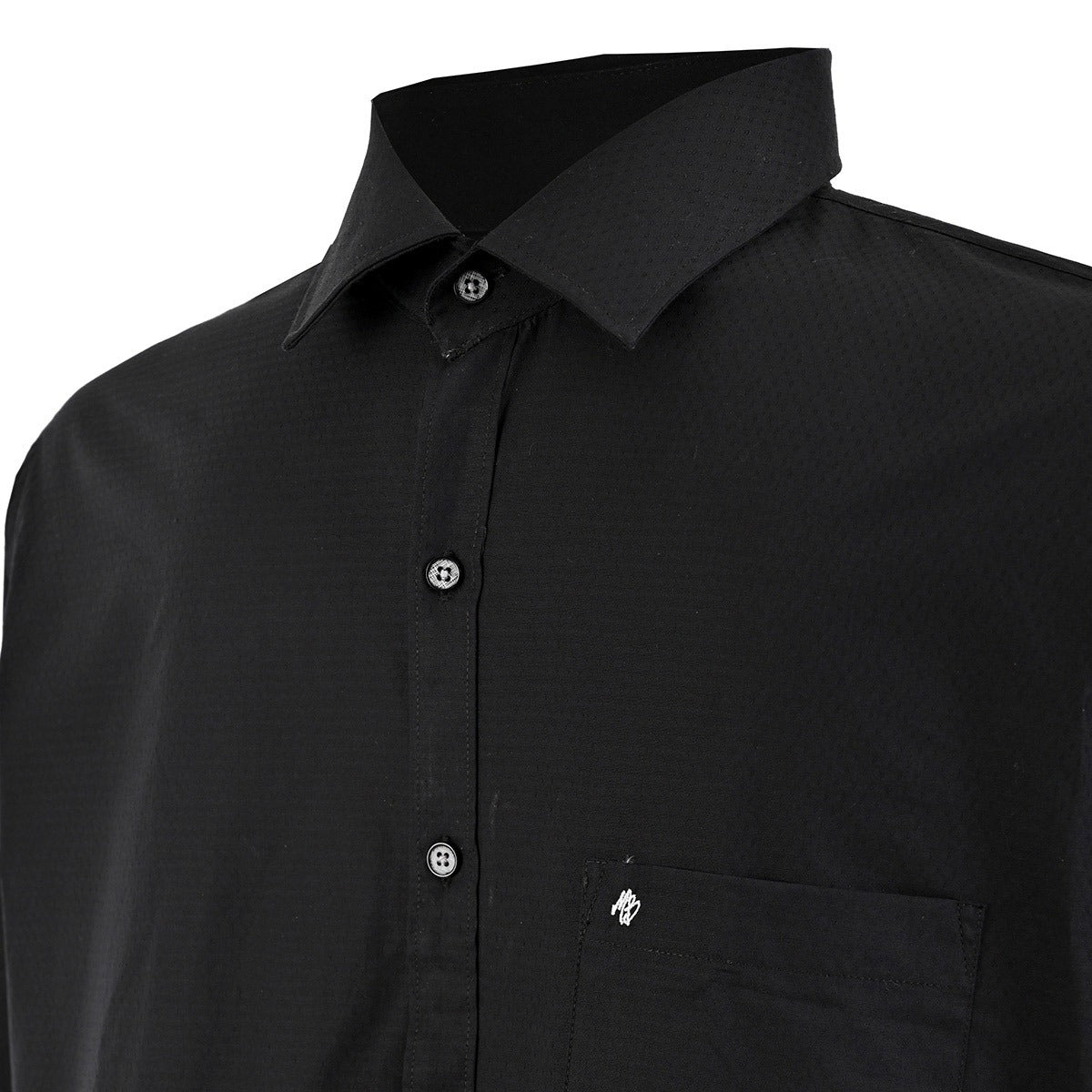 Camisa talla extra negra botón blanco