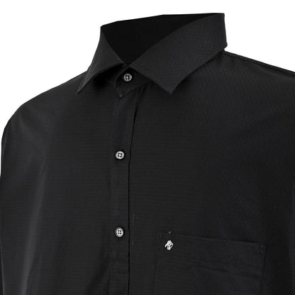 Camisa talla extra negra botón blanco