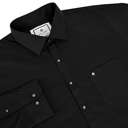 Camisa talla extra negra botón blanco