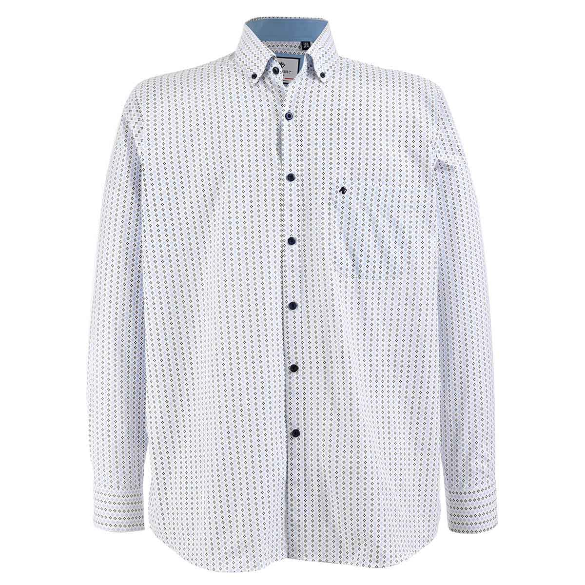 Camisa talla extra fantasia azul con blanca