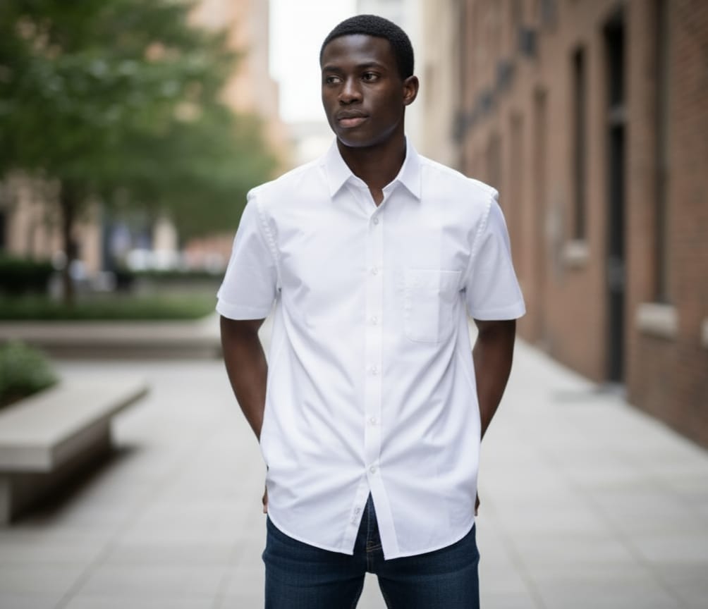 Camisa manga corta blanca básica