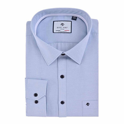 Camisa Michel Blanc azul cielo con botón negro