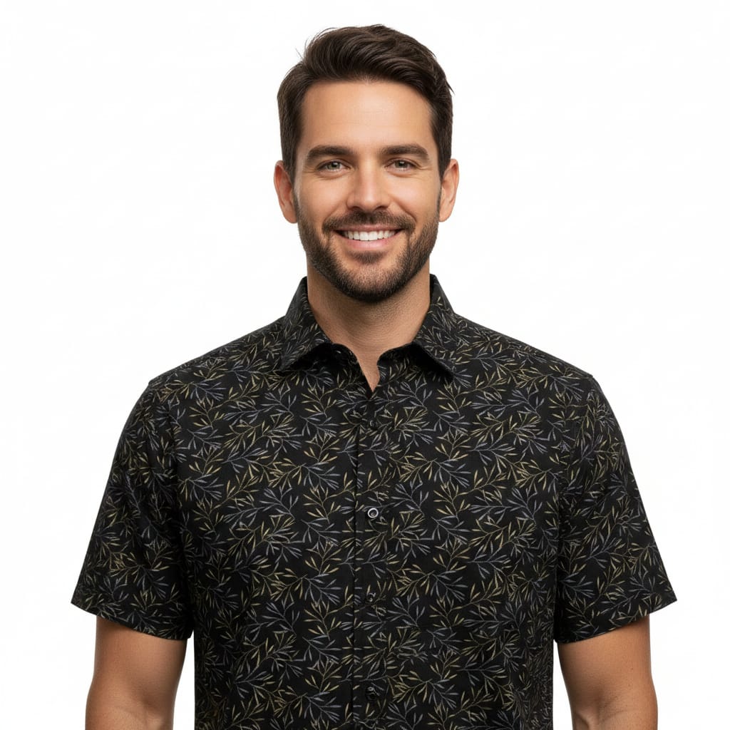 Camisa Manga corta negra con flores