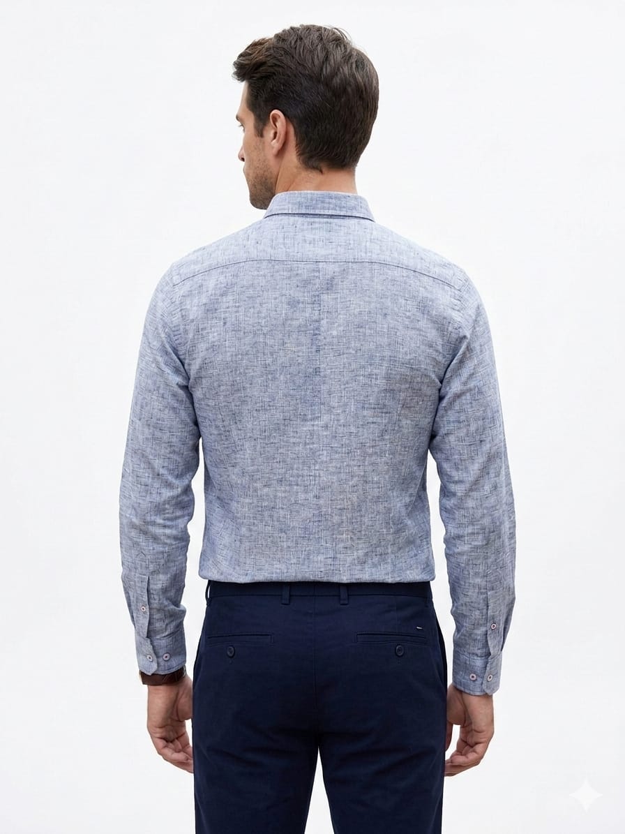 Camisa manga larga tipo lino gris