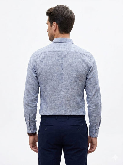 Camisa manga larga tipo lino gris