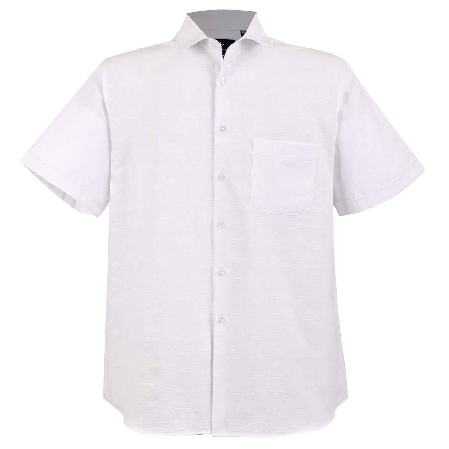 Camisa Blanca de Manga Corta en Relieve Dobby