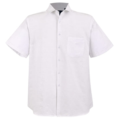 Camisa Blanca de Manga Corta en Relieve Dobby