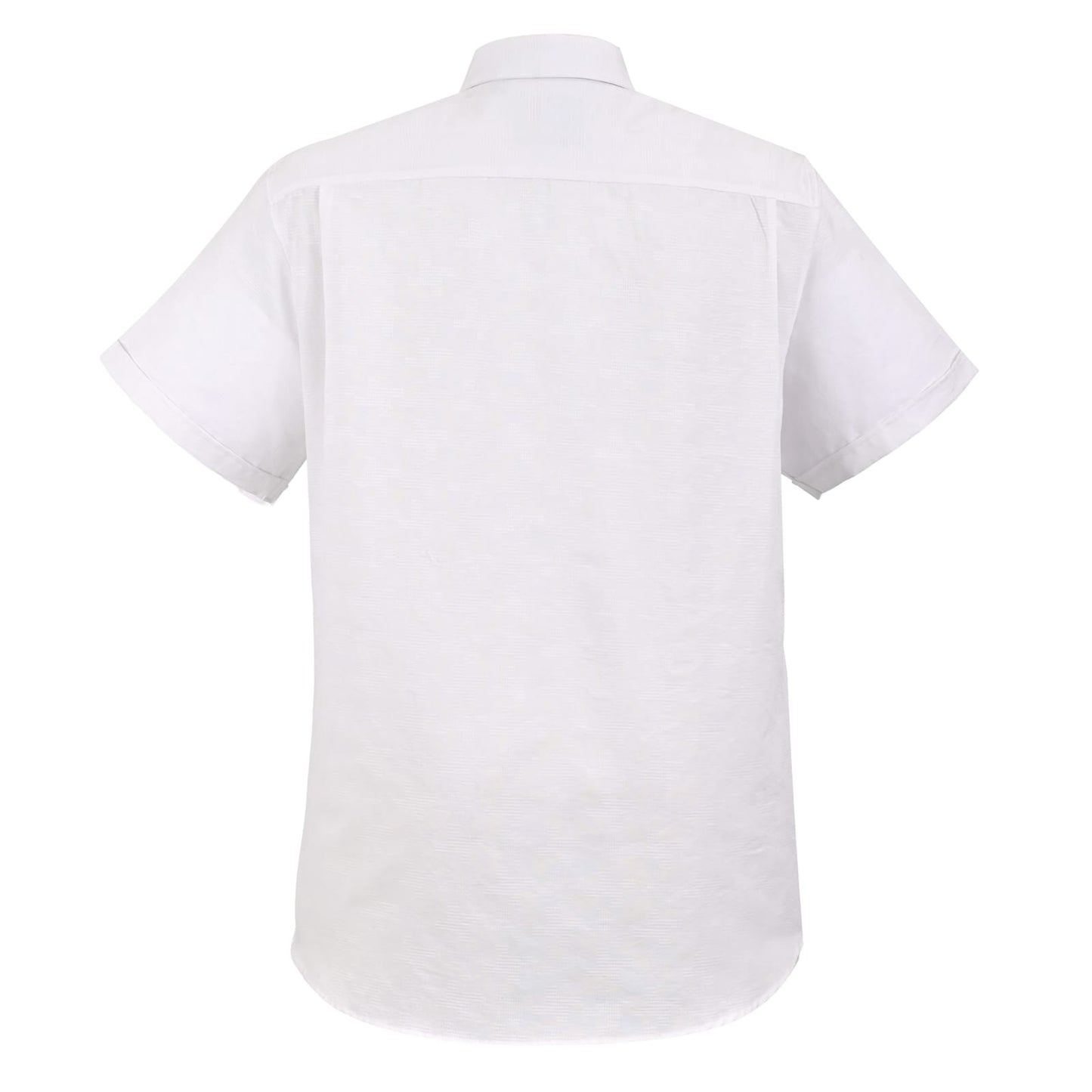Camisa Blanca de Manga Corta en Relieve Dobby