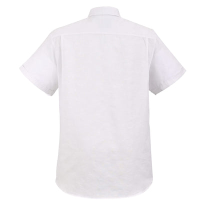 Camisa Blanca de Manga Corta en Relieve Dobby