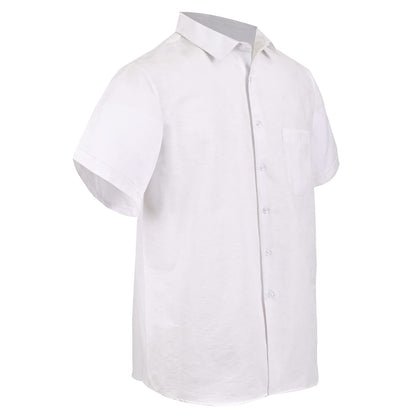 Camisa Blanca de Manga Corta en Relieve Dobby