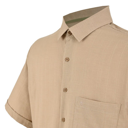 Camisa manga corta tipo lino taupe