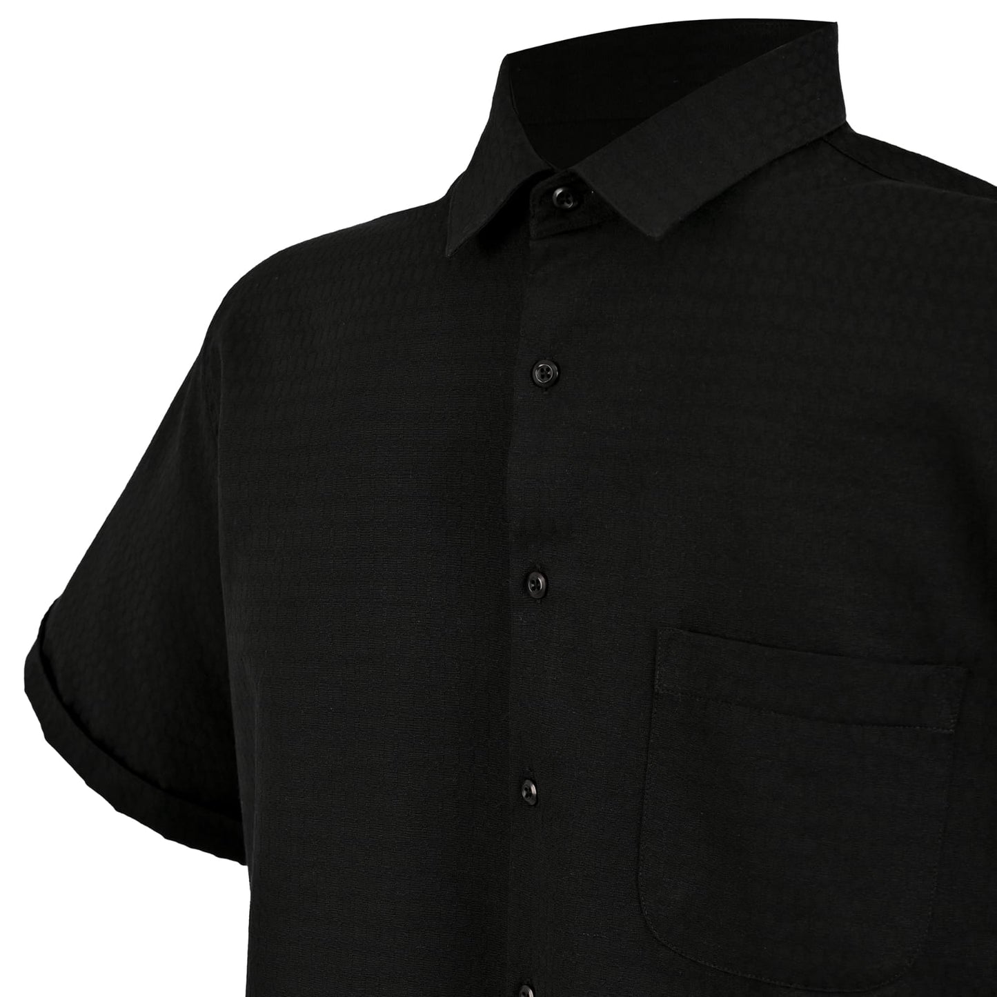 Camisa Manga corta Black Dobby – Textura Premium en Relieve