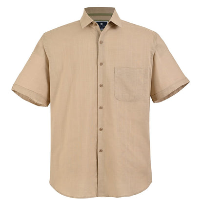 Camisa manga corta tipo lino taupe