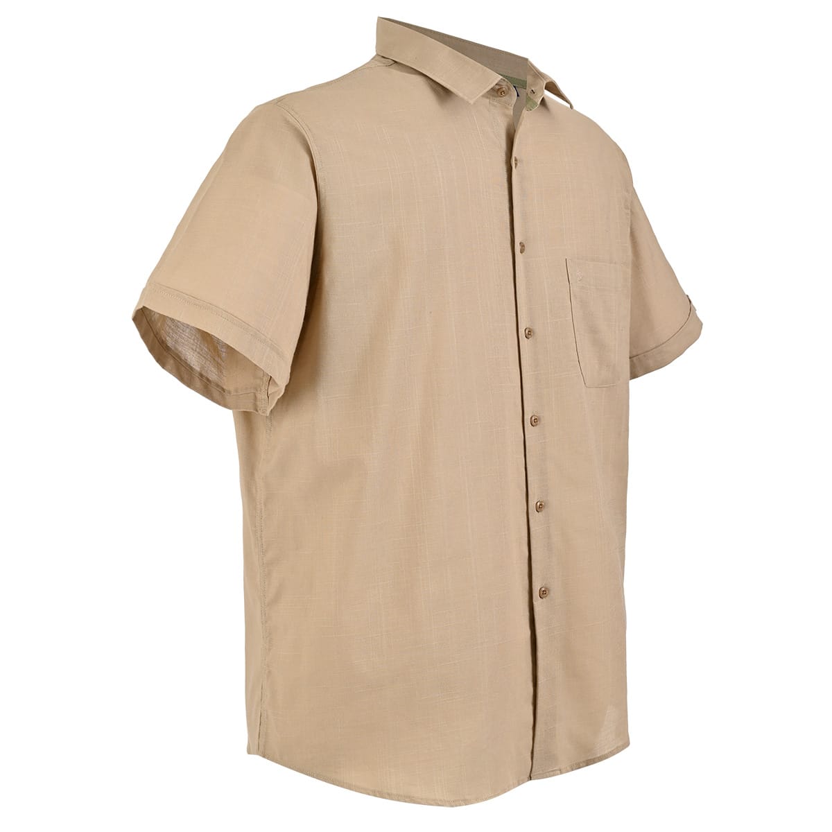 Camisa manga corta tipo lino taupe