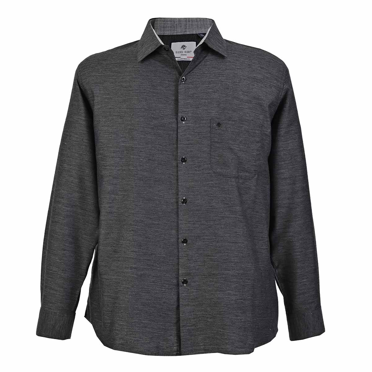 Camisa talla extra negro jaspe.