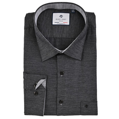 Camisa talla extra negro jaspe.