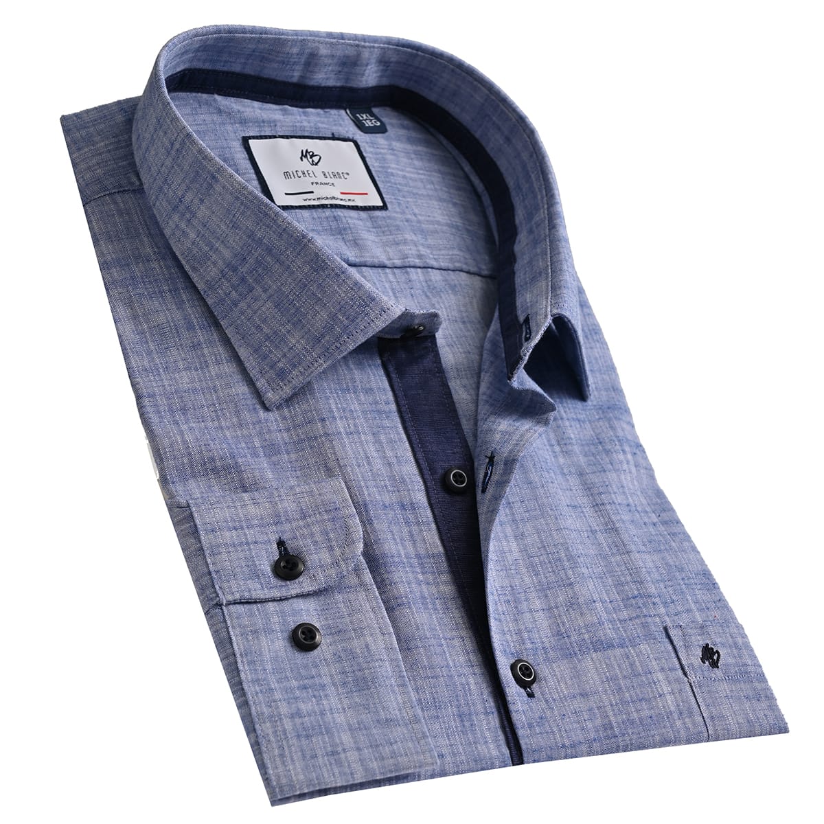 Camisa Michel Blanc talla extra azul jaspe