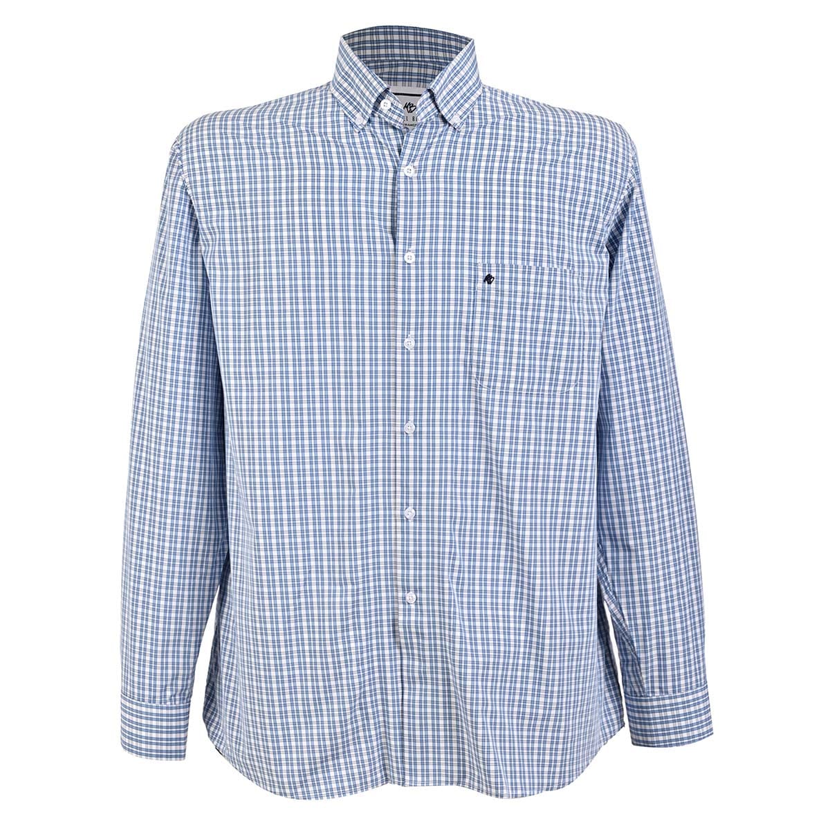 Camisa talla extra de cuadros azul y blanco bottom down