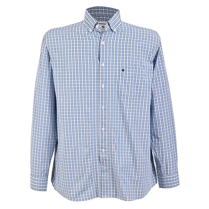 Camisa talla extra de cuadros azul y blanco bottom down
