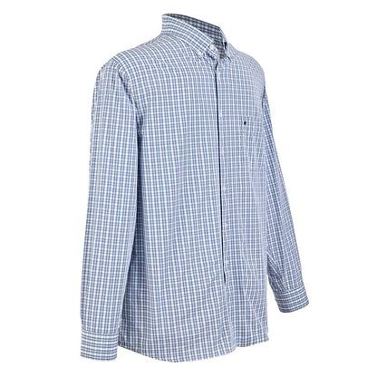 Camisa talla extra de cuadros azul y blanco bottom down