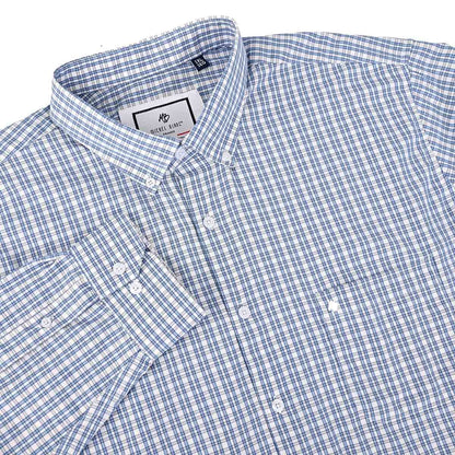 Camisa talla extra de cuadros azul y blanco bottom down