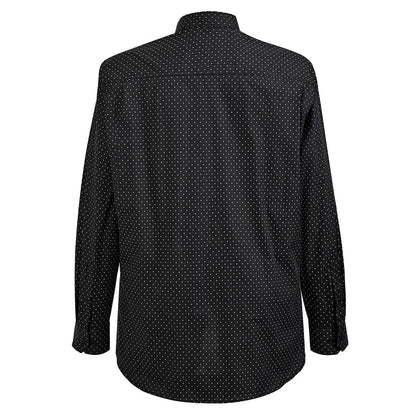 Camisa talla extra negra con estampado blanco bottom down