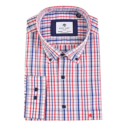 Camisa talla extra de cuadros azul y rojo bottom down